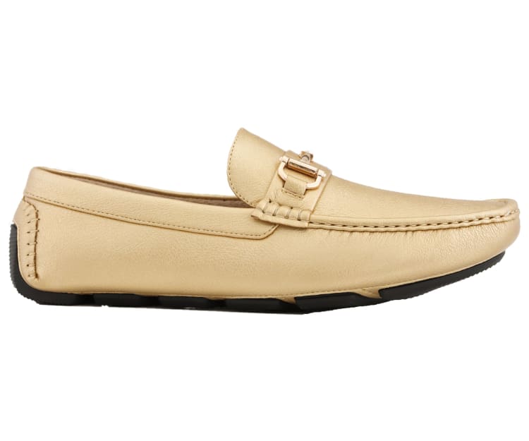 Amali Trentino Gold Men’S Casual Moccasins Gold Slip On Driving Moccasins by Amali – Don't Panic Shoes