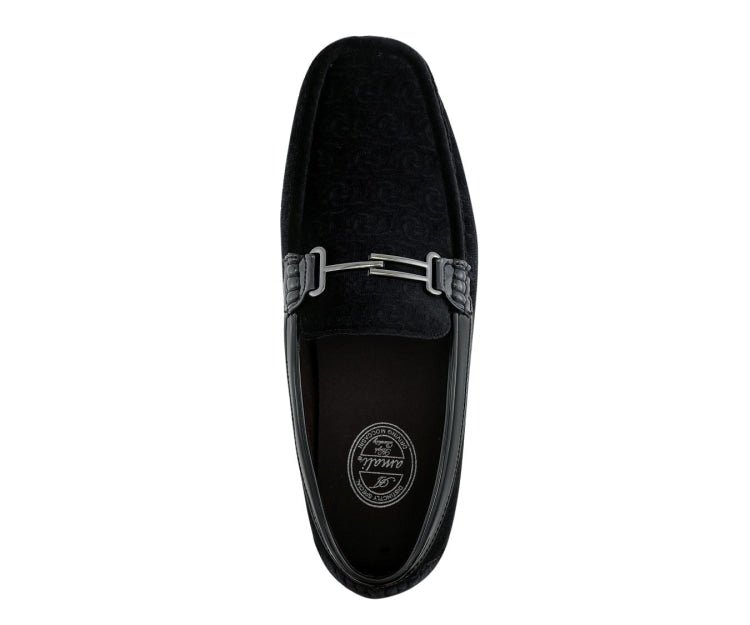 Amali Velvet Elegance Black Floral Driving Moccasins Men's Velvet Driving Moccasins by Amali – Don't Panic Shoes