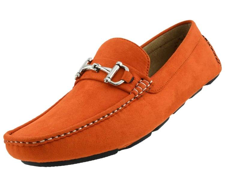 Amali Walken 2 Men’S Orange Suede Driving Shoes Driving Moccasins by Amali – Don't Panic Shoes