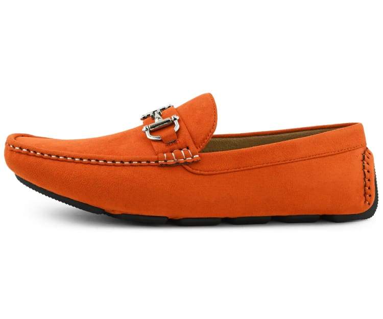 Amali Walken 2 Men’S Orange Suede Driving Shoes Driving Moccasins by Amali – Don't Panic Shoes