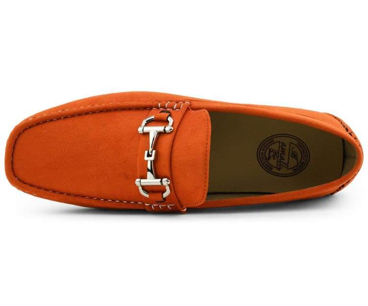 Amali Walken 2 Men’S Orange Suede Driving Shoes Driving Moccasins by Amali – Don't Panic Shoes