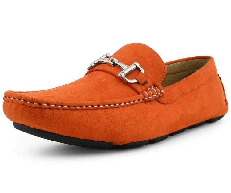 Amali Walken 2 Men’S Orange Suede Driving Shoes Driving Moccasins by Amali – Don't Panic Shoes
