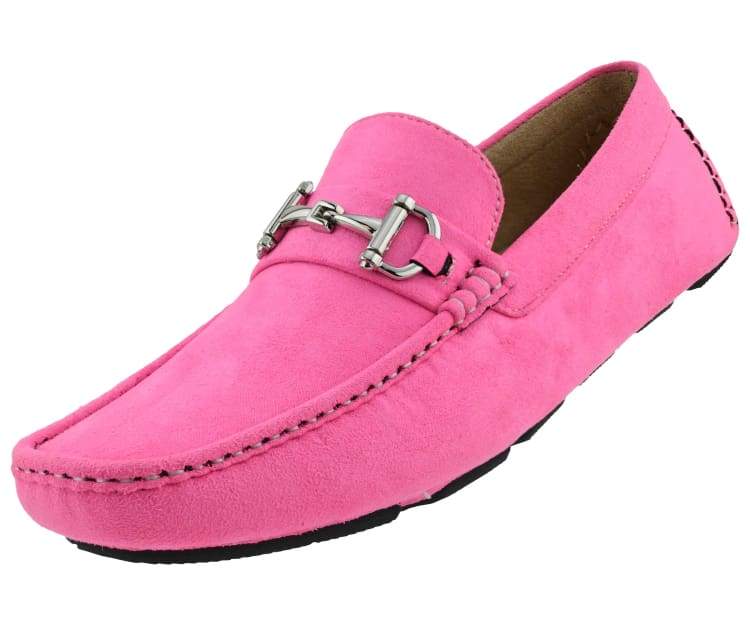 Amali Walken 2 Men's Pink Suede Driving Shoes Driving Moccasins by Amali – Don't Panic Shoes
