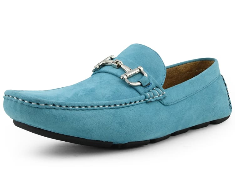 Amali Walken 2 Men’S Turquoise Suede Driving Shoes Driving Moccasins by Amali – Don't Panic Shoes