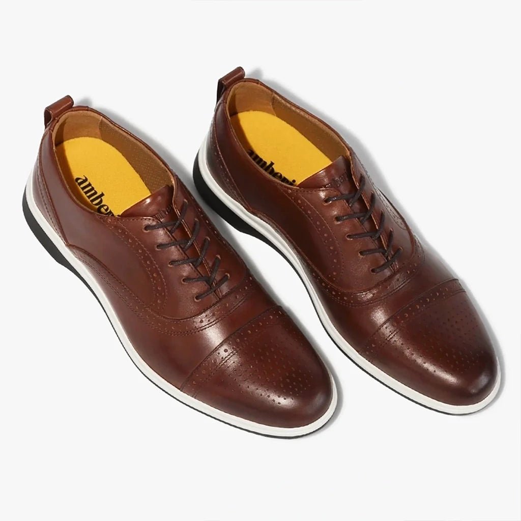 Amberjack The Cap - Toe Men's Full Grain Leather Coffee Men's Dress Shoes by Amberjack – Don't Panic Shoes