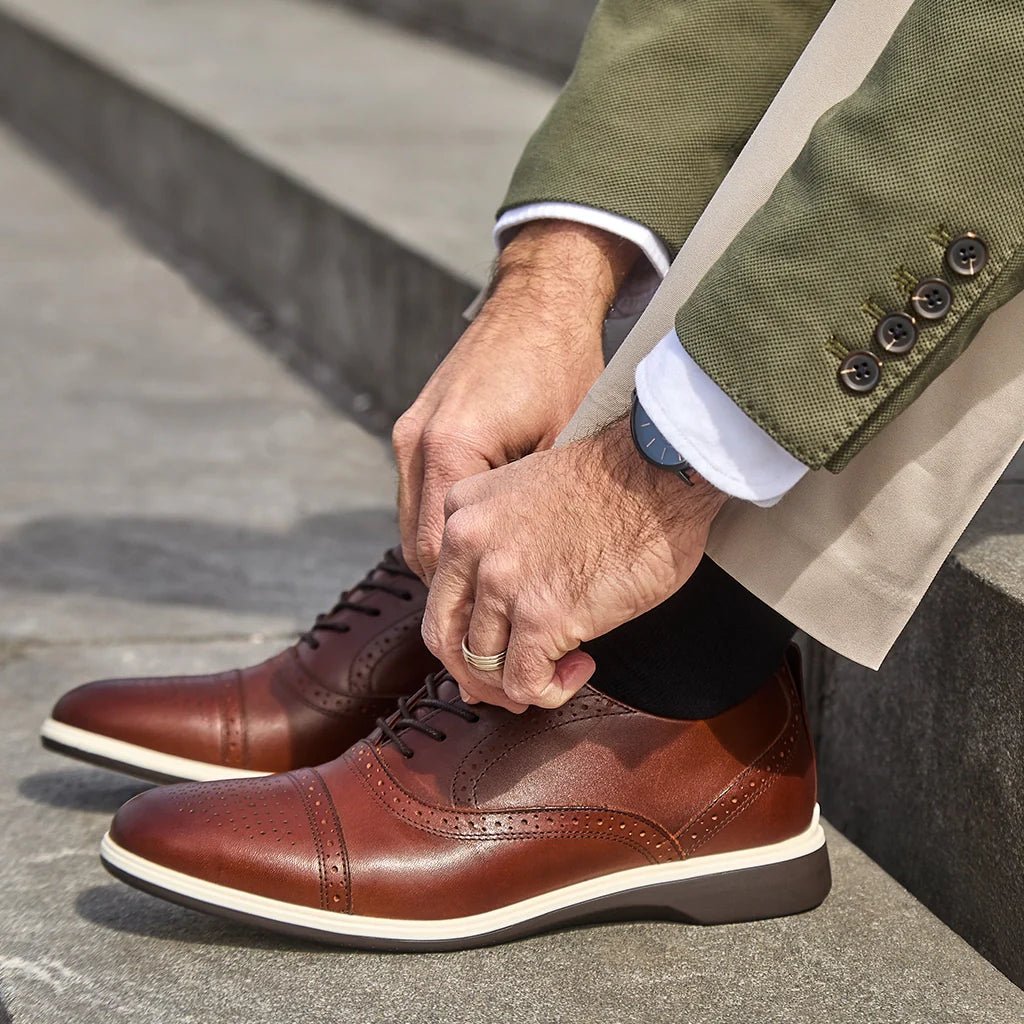 Amberjack The Cap - Toe Men's Full Grain Leather Coffee Men's Dress Shoes by Amberjack – Don't Panic Shoes