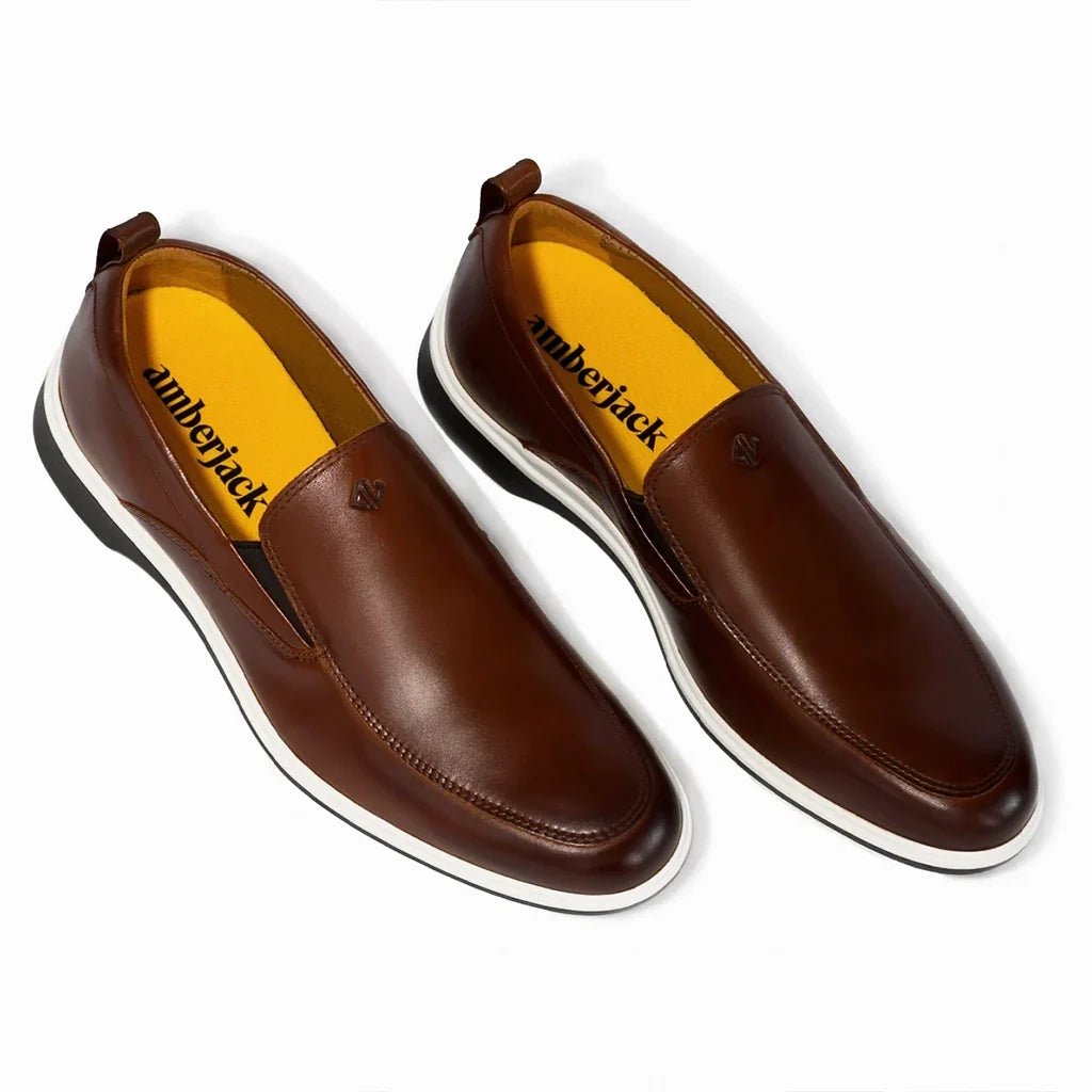 Amberjack The Slip - On Men’S Genuine Leather Coffee Men's Dress Shoes by Amberjack – Don't Panic Shoes