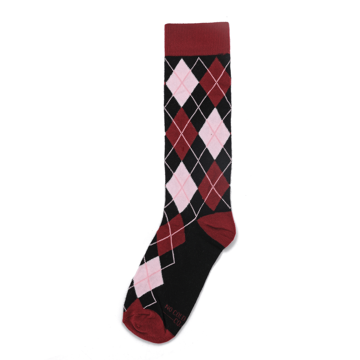 Amore Argyle Socks Black Burgundy Blush Heart Pattern Crew Pair Stylish Comfortable Everyday Gift Socks by No Cold Feet – Don't Panic Shoes