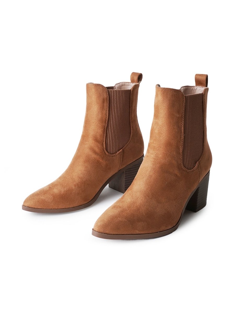 Andi | Camel Suede Boots by J.Adams – Don't Panic Shoes