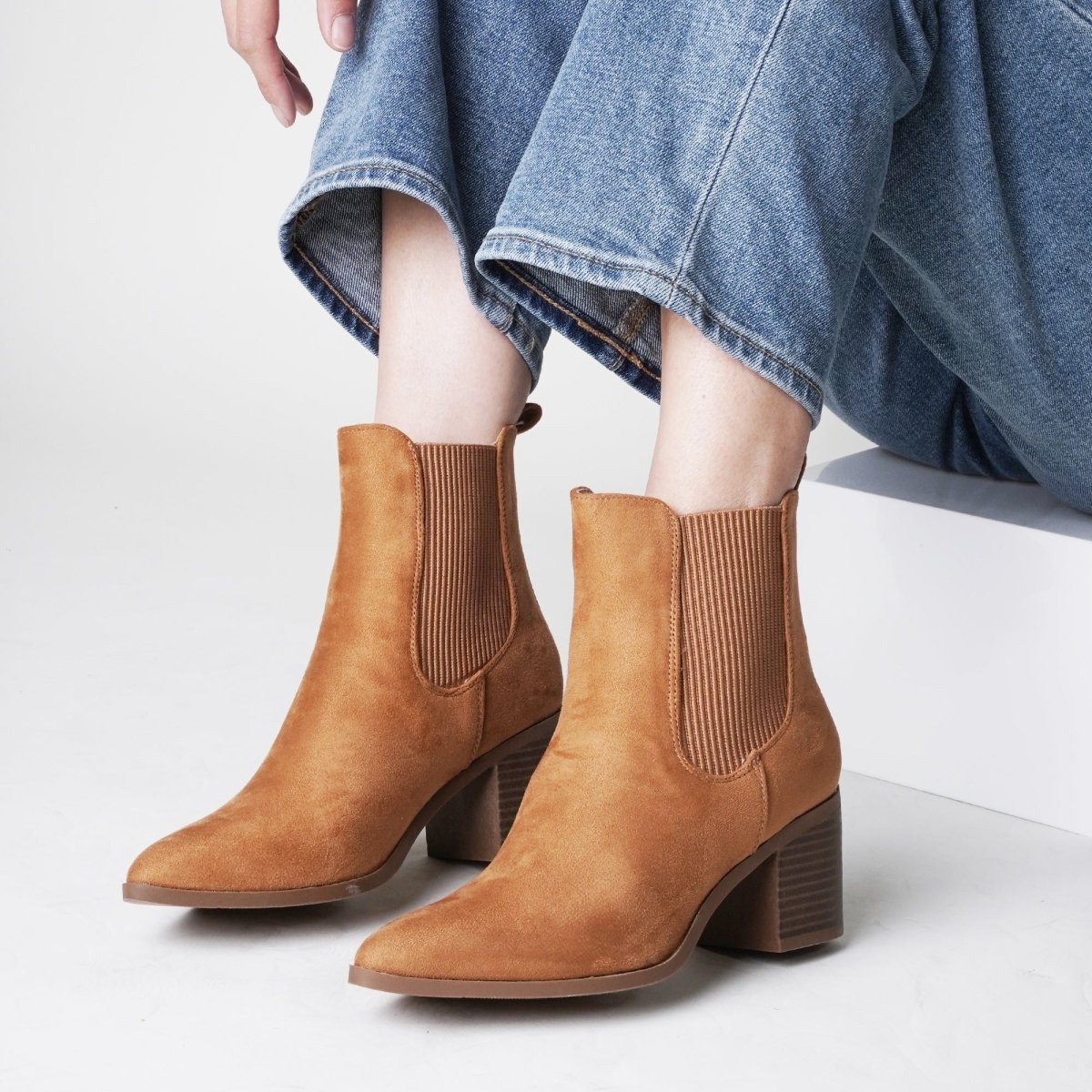Andi | Camel Suede Boots by J.Adams – Don't Panic Shoes
