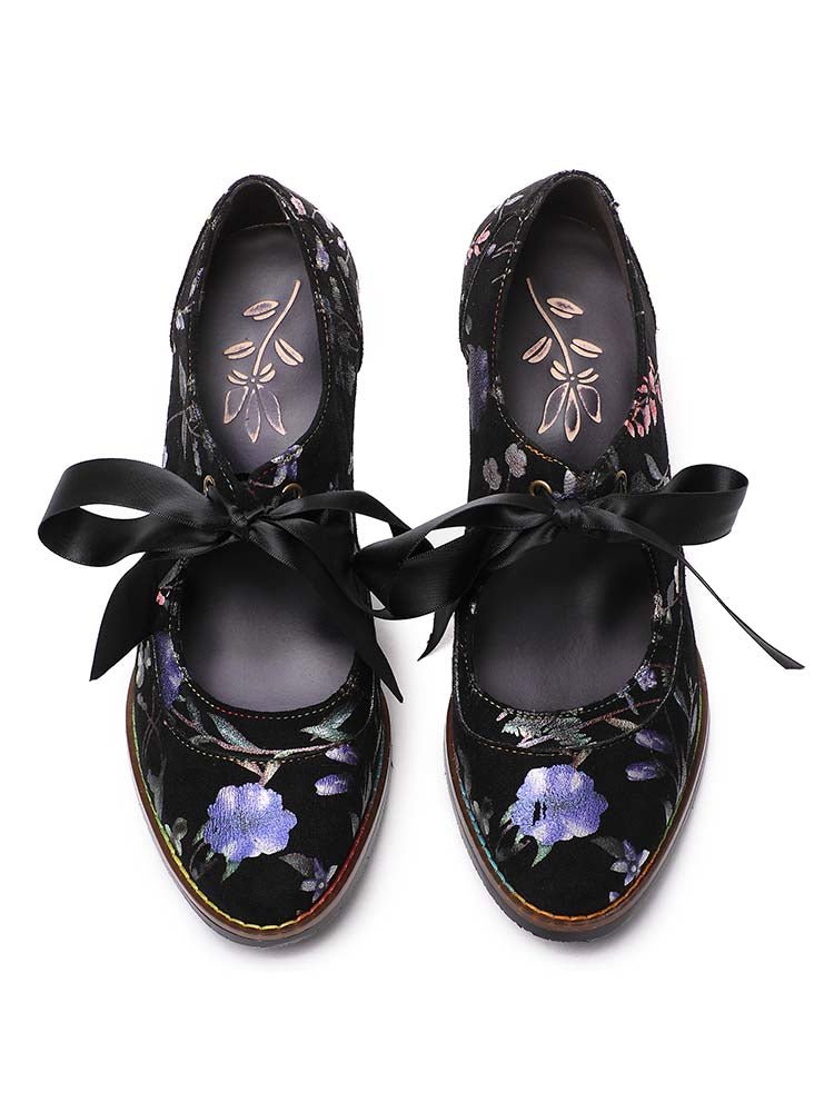 Angelique Handmade Floral Leather Shoes Pumps by Colorstepshoes – Don't Panic Shoes