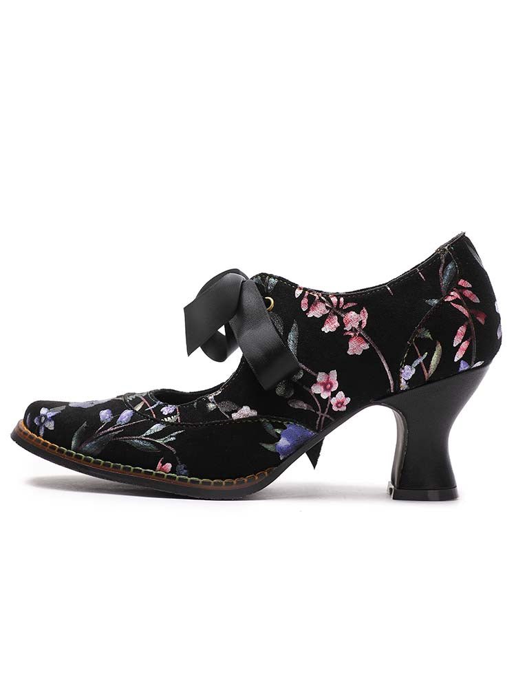 Angelique Handmade Floral Leather Shoes Pumps by Colorstepshoes – Don't Panic Shoes
