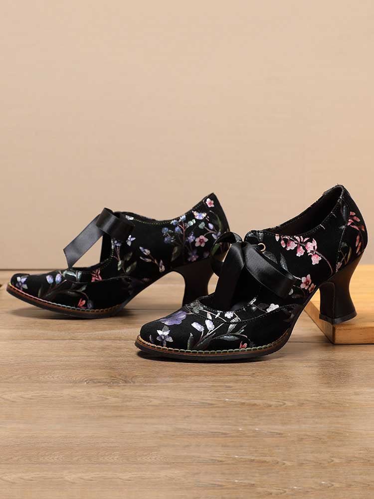 Angelique Handmade Floral Leather Shoes Pumps by Colorstepshoes – Don't Panic Shoes
