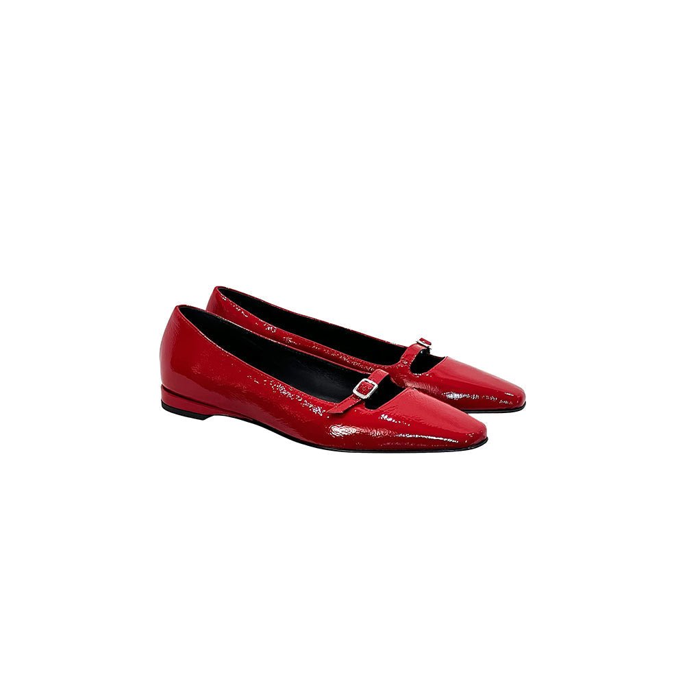 Anna Naplak Mary Jane FlatS Women’s Calf Leather Red Ballet Flats by Mar Soreli – Don't Panic Shoes