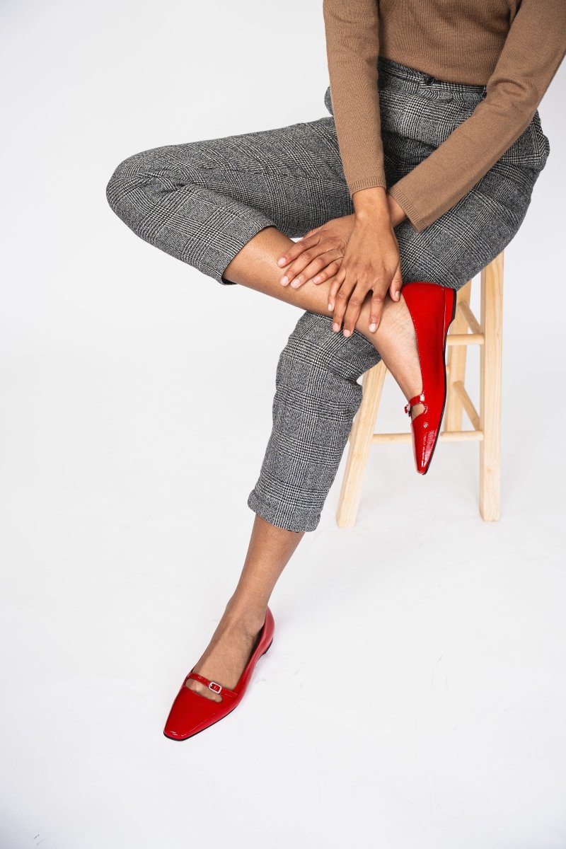 Anna Naplak Mary Jane FlatS Women’s Calf Leather Red Ballet Flats by Mar Soreli – Don't Panic Shoes