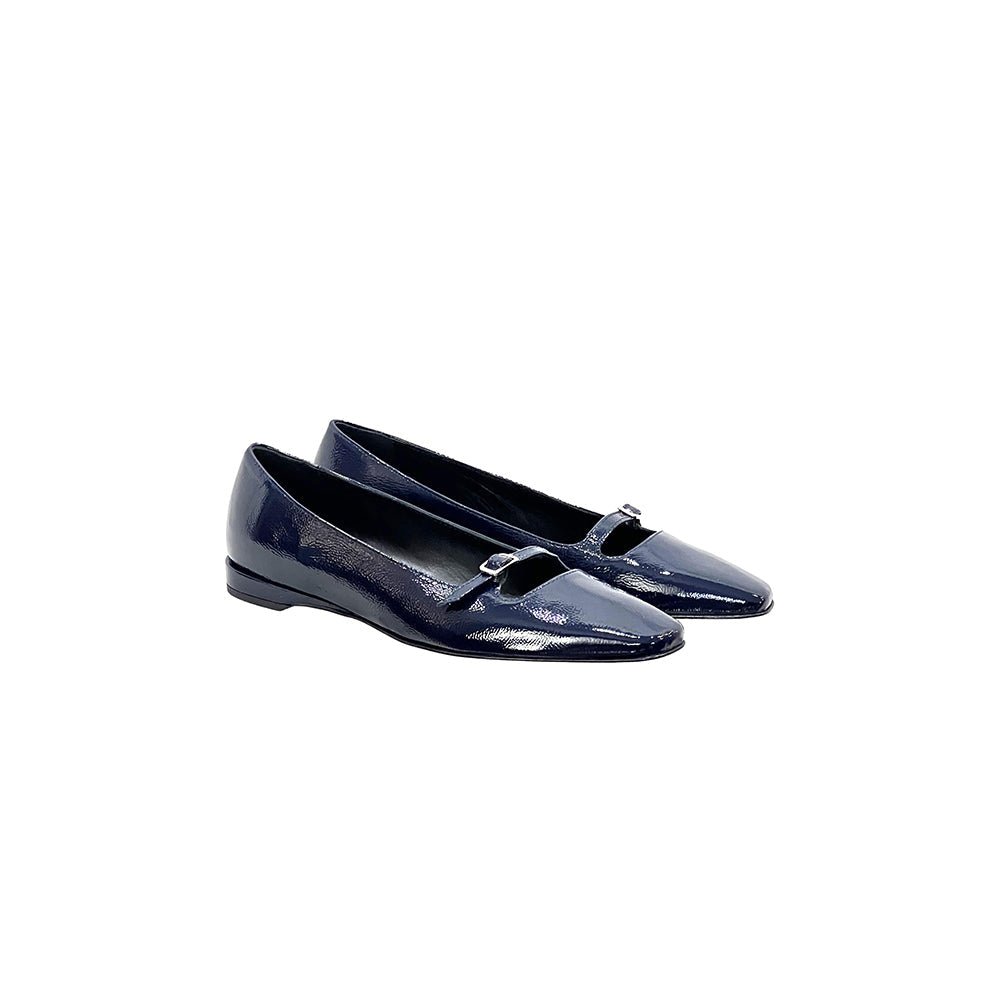 Anna Naplak Mary Jane Women’S Calf Leather Blue Patent Ballet Flats by Mar Soreli – Don't Panic Shoes