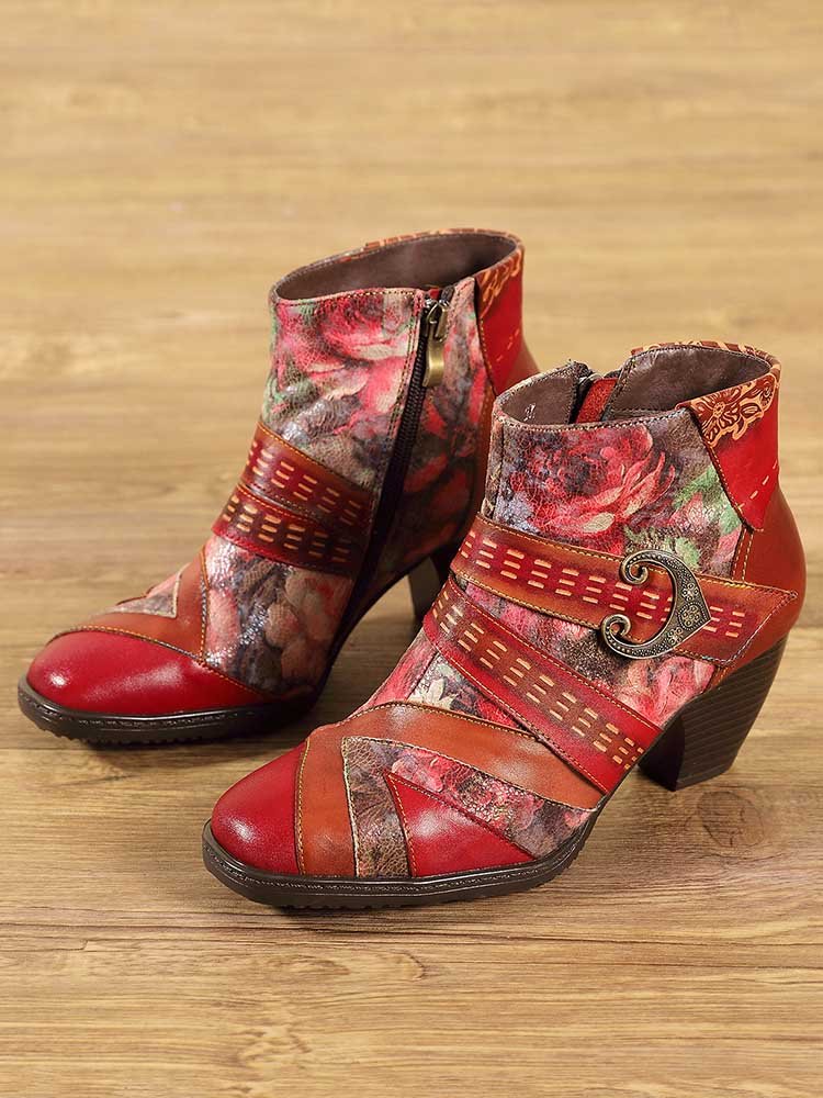 Annika Flower Handmade Leather Ankle Boots ankle boots by Colorstepshoes – Don't Panic Shoes