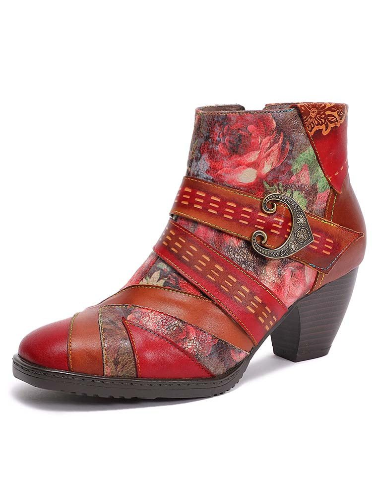 Annika Flower Handmade Leather Ankle Boots ankle boots by Colorstepshoes – Don't Panic Shoes