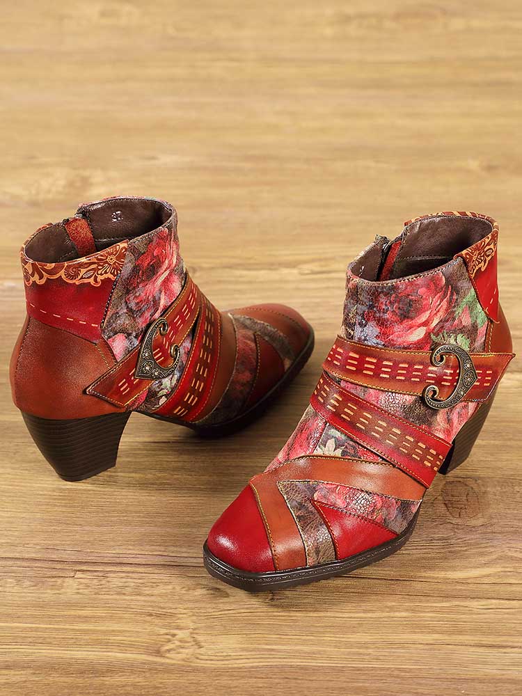 Annika Flower Handmade Leather Ankle Boots ankle boots by Colorstepshoes – Don't Panic Shoes