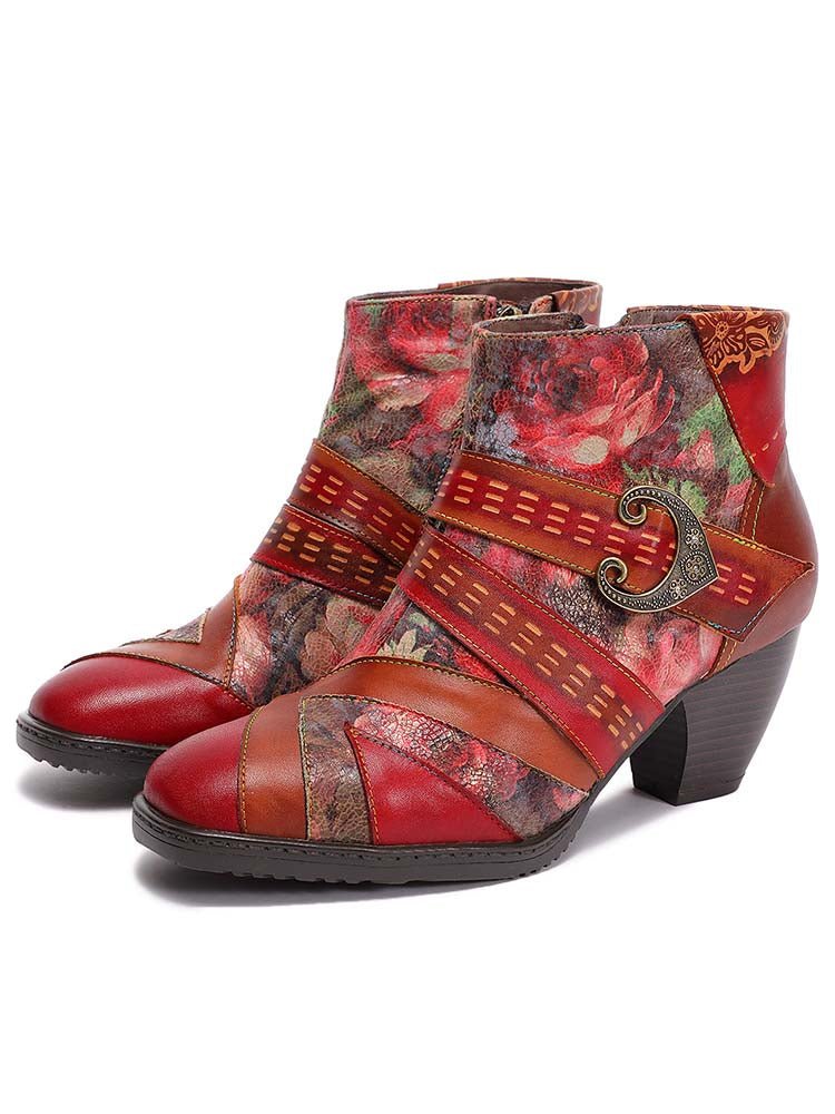 Annika Flower Handmade Leather Ankle Boots ankle boots by Colorstepshoes – Don't Panic Shoes