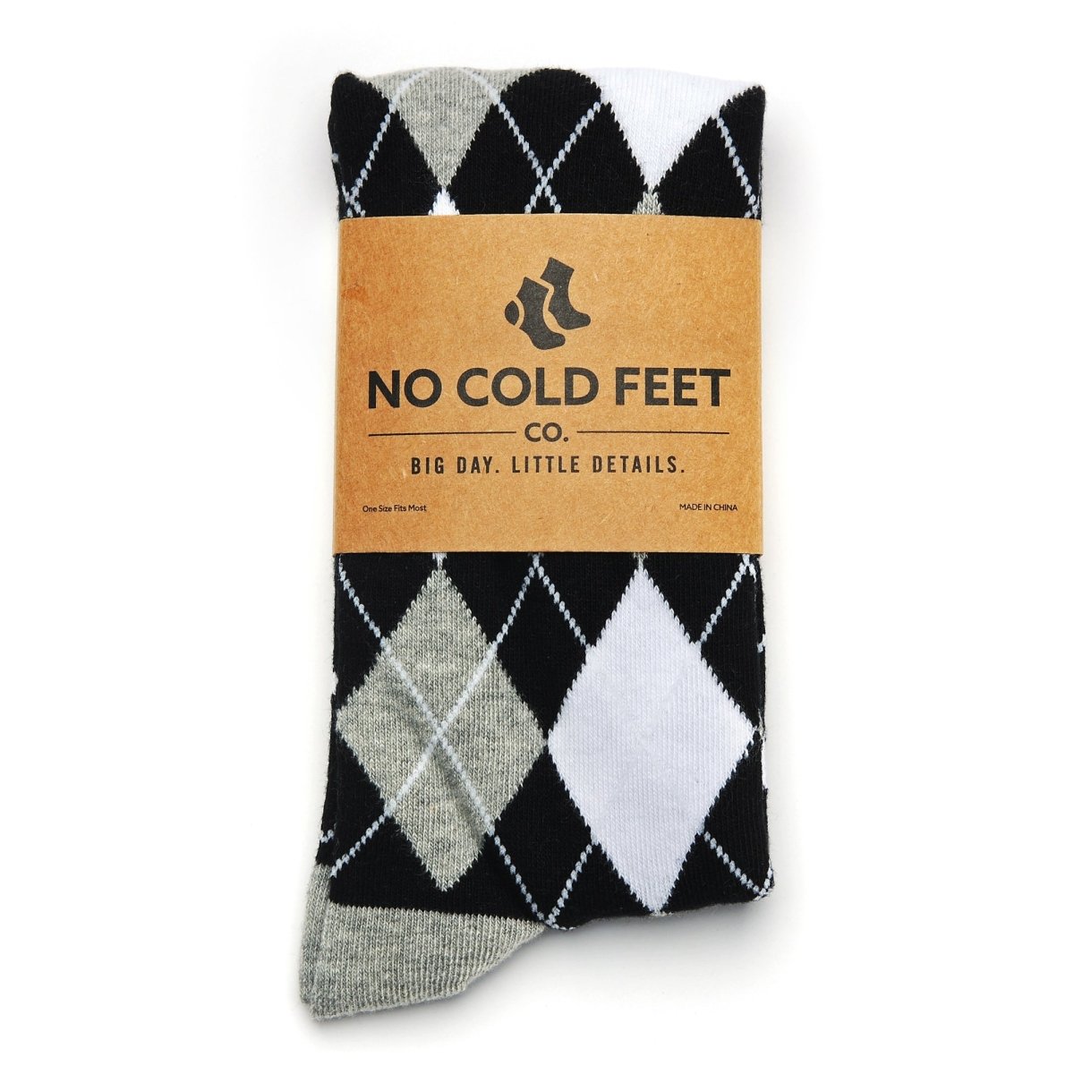 Argyle Black White Grey Crew Socks Classic Dress Socks Unisex Comfortable Everyday Work And Casual Wear Socks by No Cold Feet – Don't Panic Shoes