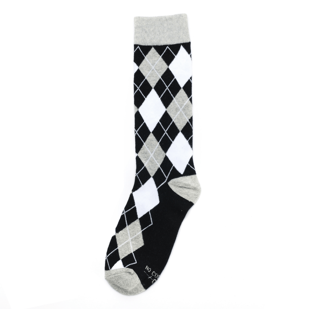 Argyle Black White Grey Crew Socks Classic Dress Socks Unisex Comfortable Everyday Work And Casual Wear Socks by No Cold Feet – Don't Panic Shoes