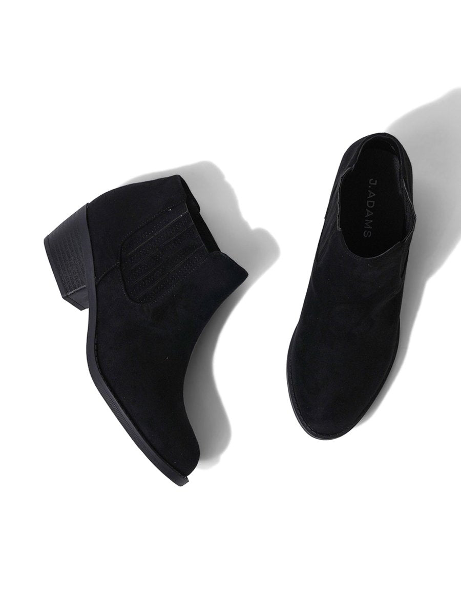 Arlo | Black Suede Booties by J.Adams – Don't Panic Shoes