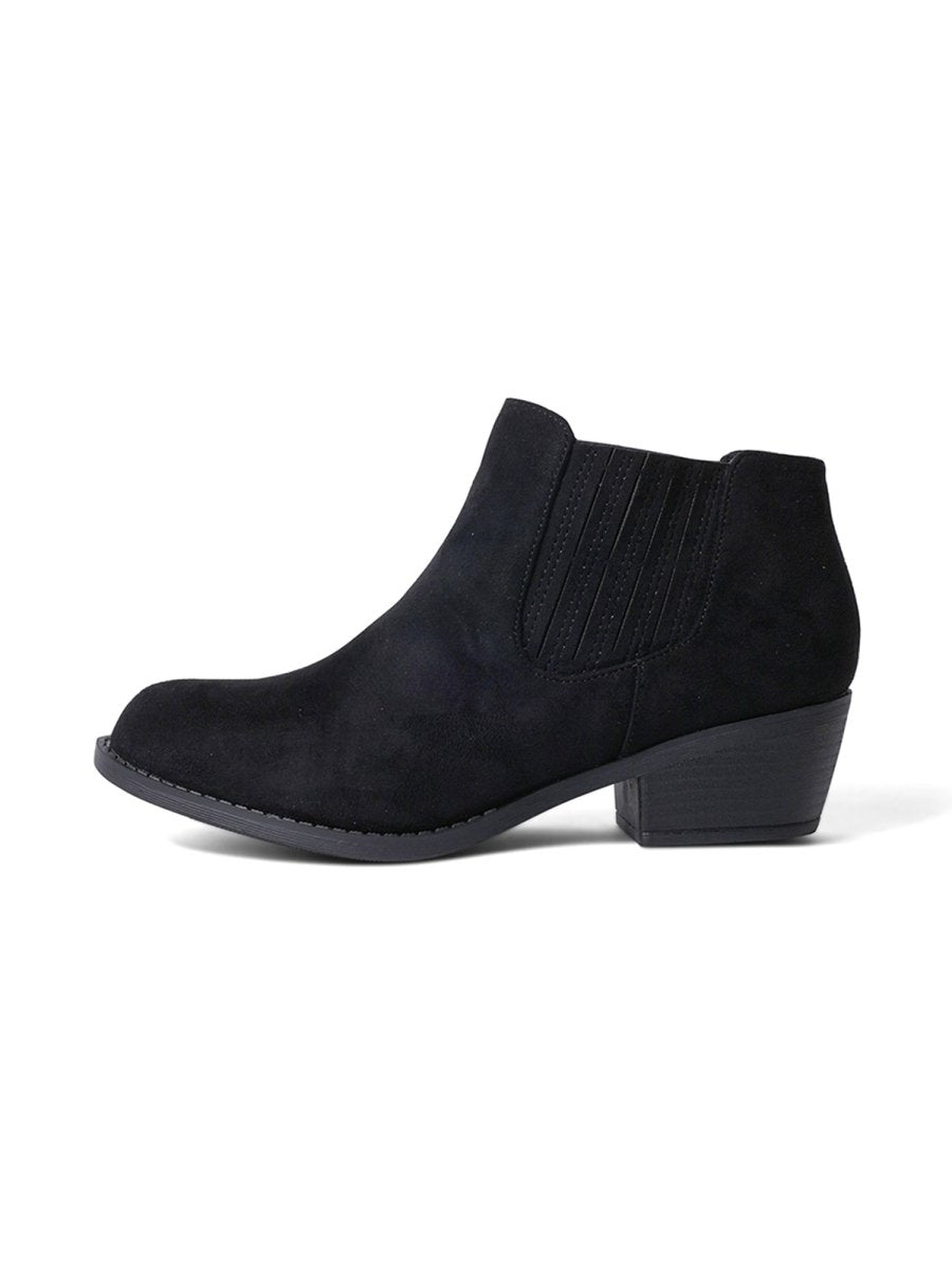 Arlo | Black Suede Booties by J.Adams – Don't Panic Shoes