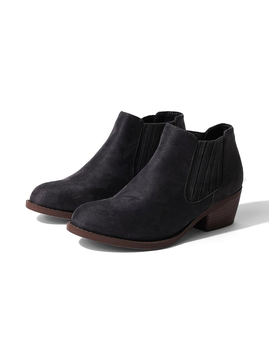 Arlo | Charcoal Suede Booties by J.Adams – Don't Panic Shoes