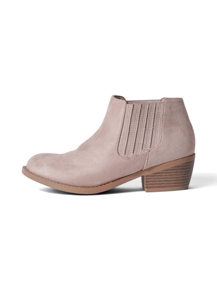 Arlo | Taupe Suede Booties by J.Adams – Don't Panic Shoes