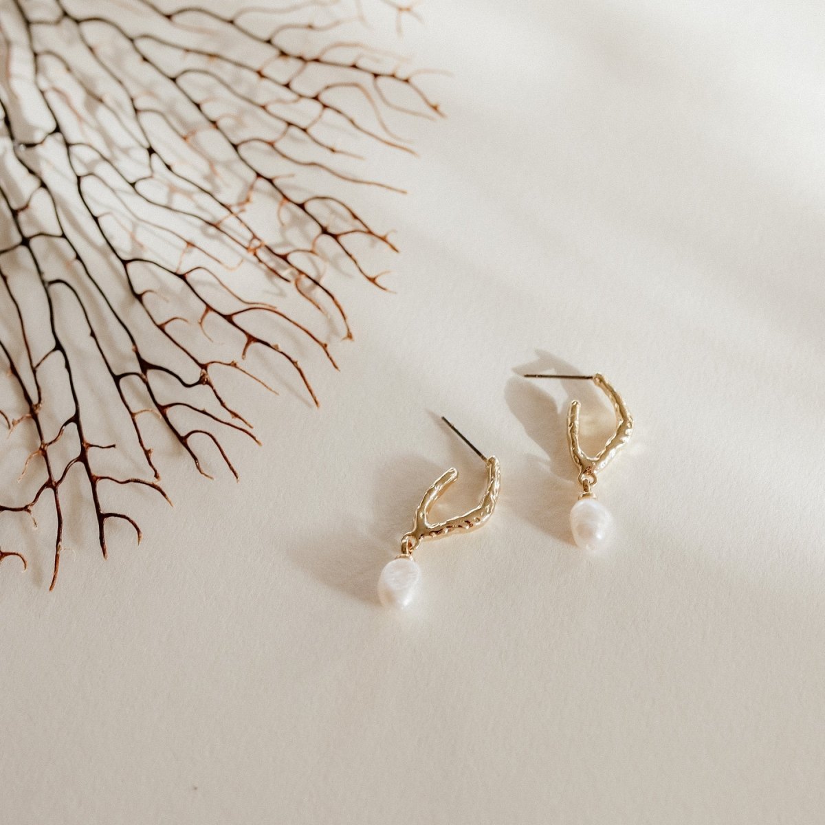 Asha Pearl Hoop Earrings Earrings by Rahya Jewelry Design – Don't Panic Shoes