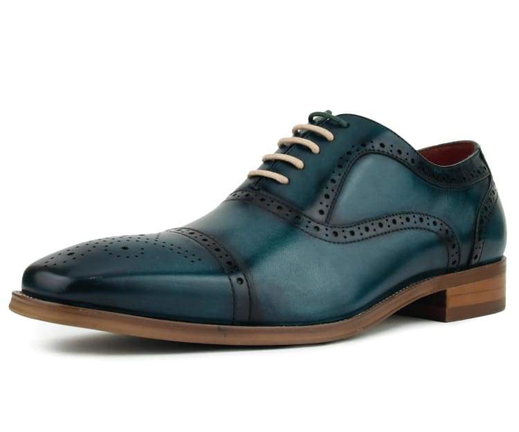 Asher Green Ag114 Men's Teal Leather Lace Up Dress Shoes Oxfords by Asher Green – Don't Panic Shoes