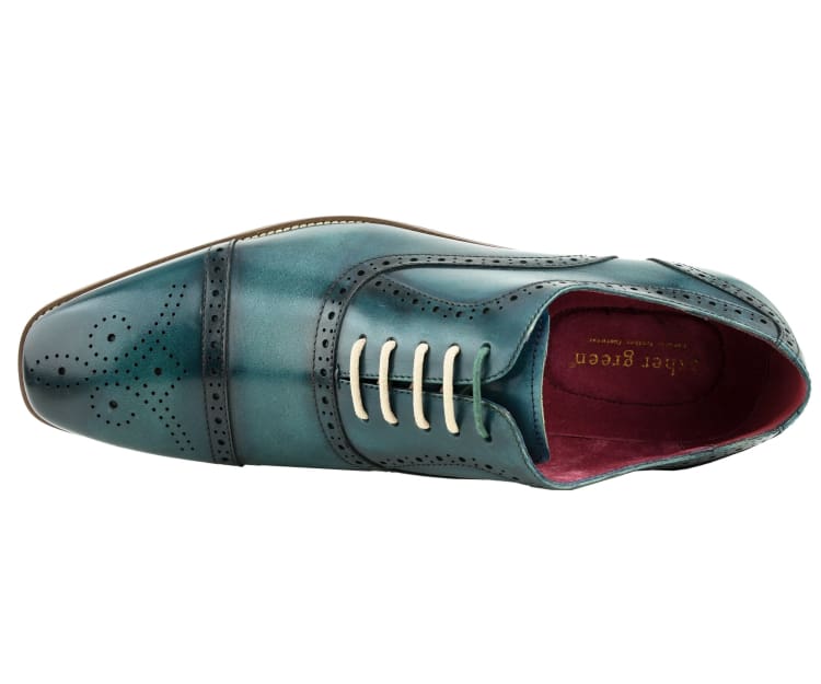 Asher Green Ag114 Men's Teal Leather Lace Up Dress Shoes Oxfords by Asher Green – Don't Panic Shoes
