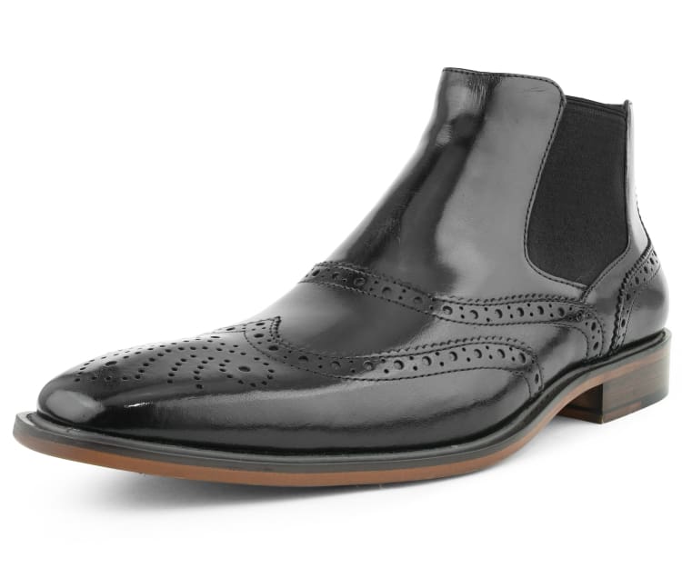 Asher Green Ag2632 Black Men's Wingtip Leather Boots Boots by Asher Green – Don't Panic Shoes