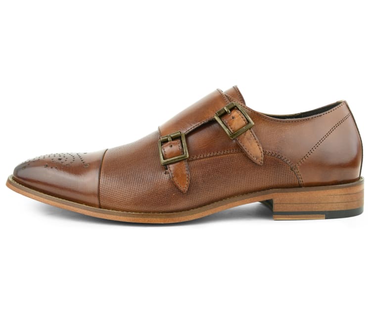 Asher Green Men's Tan Monkstrap Shoes Calf Leather Brogue Design Ag1101 Monk Straps by Asher Green – Don't Panic Shoes