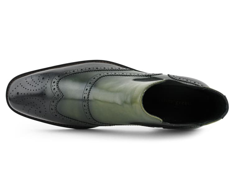 ASher Green Wingtip Leather Chelsea Boots Men’s Olive Green Ag2632 Boots by Asher Green – Don't Panic Shoes