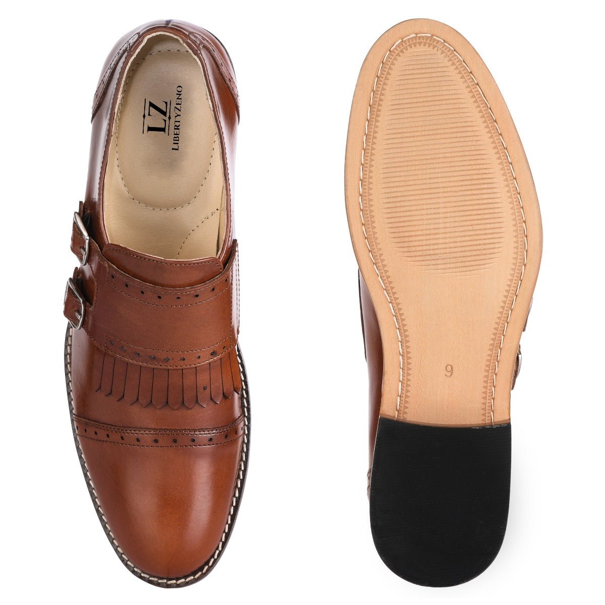Auburn Leather Oxford Style Monk Straps Shoes by Libertyzeno – Don't Panic Shoes