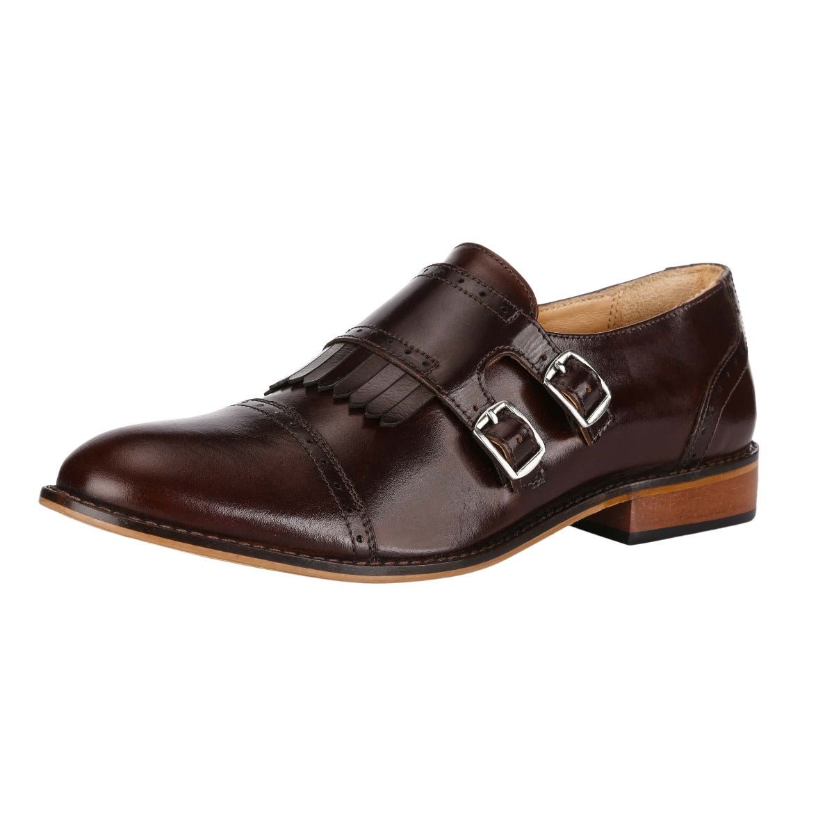 Auburn Leather Oxford Style Monk Straps Shoes by Libertyzeno – Don't Panic Shoes