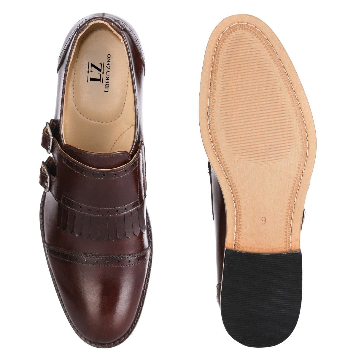 Auburn Leather Oxford Style Monk Straps Shoes by Libertyzeno – Don't Panic Shoes
