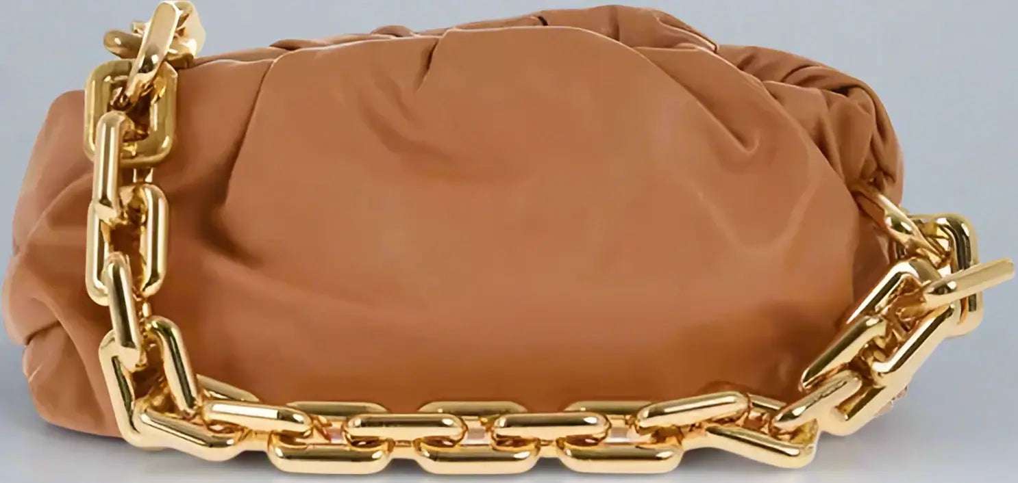Bottega Veneta brown Leather THE CHAIN POUCH Bag with Magnetic Closure