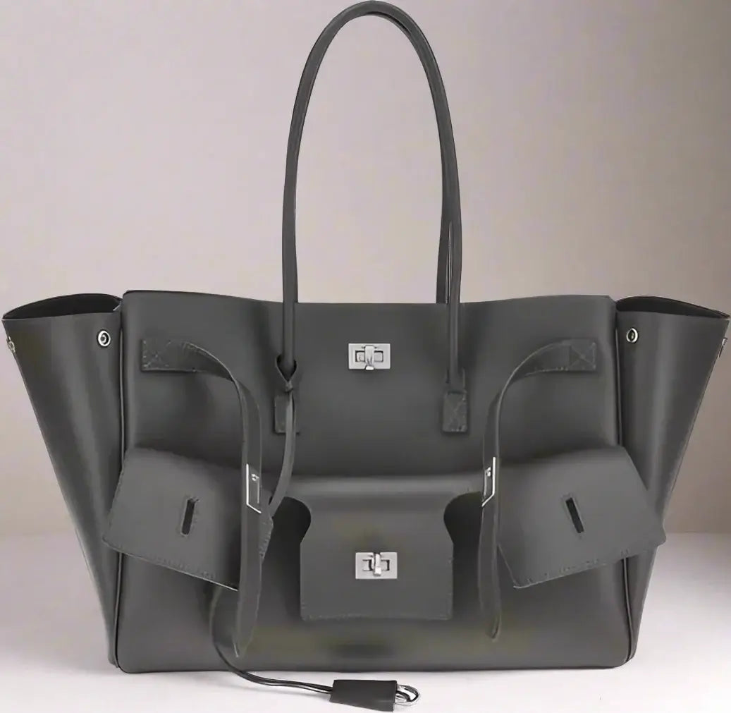BALENCIAGA black or grey leather Bel Air medium Shoulder Bag