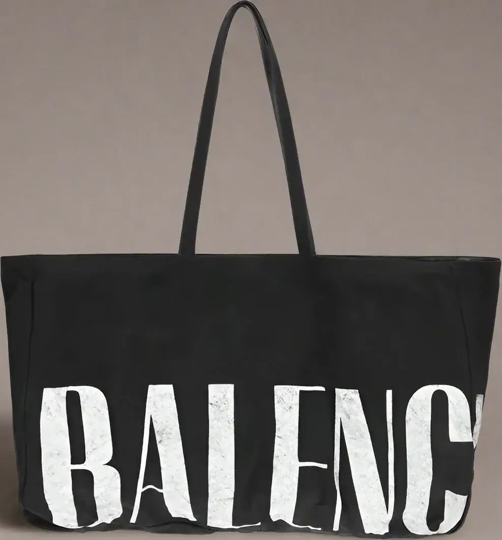 BALENCIAGA two-handle black Logoed Tote Bag