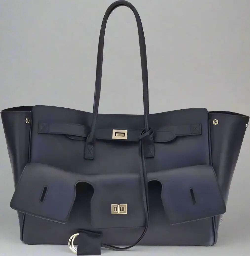 Balenciaga Bel Air Womens Leather Navy Shoulder Bag