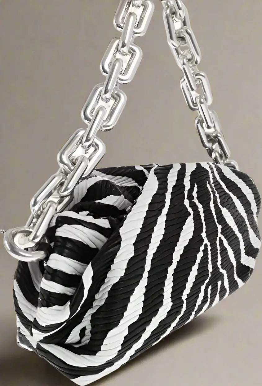 Bottega Veneta The Chain Zebra Italian Leather Handbag