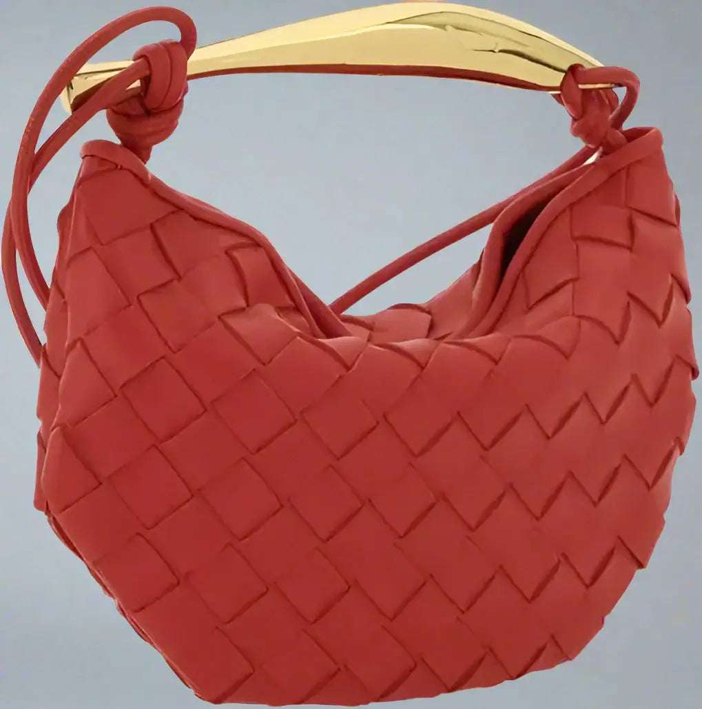 Bottega Veneta Muse Red Leather Bag With Brass Handle