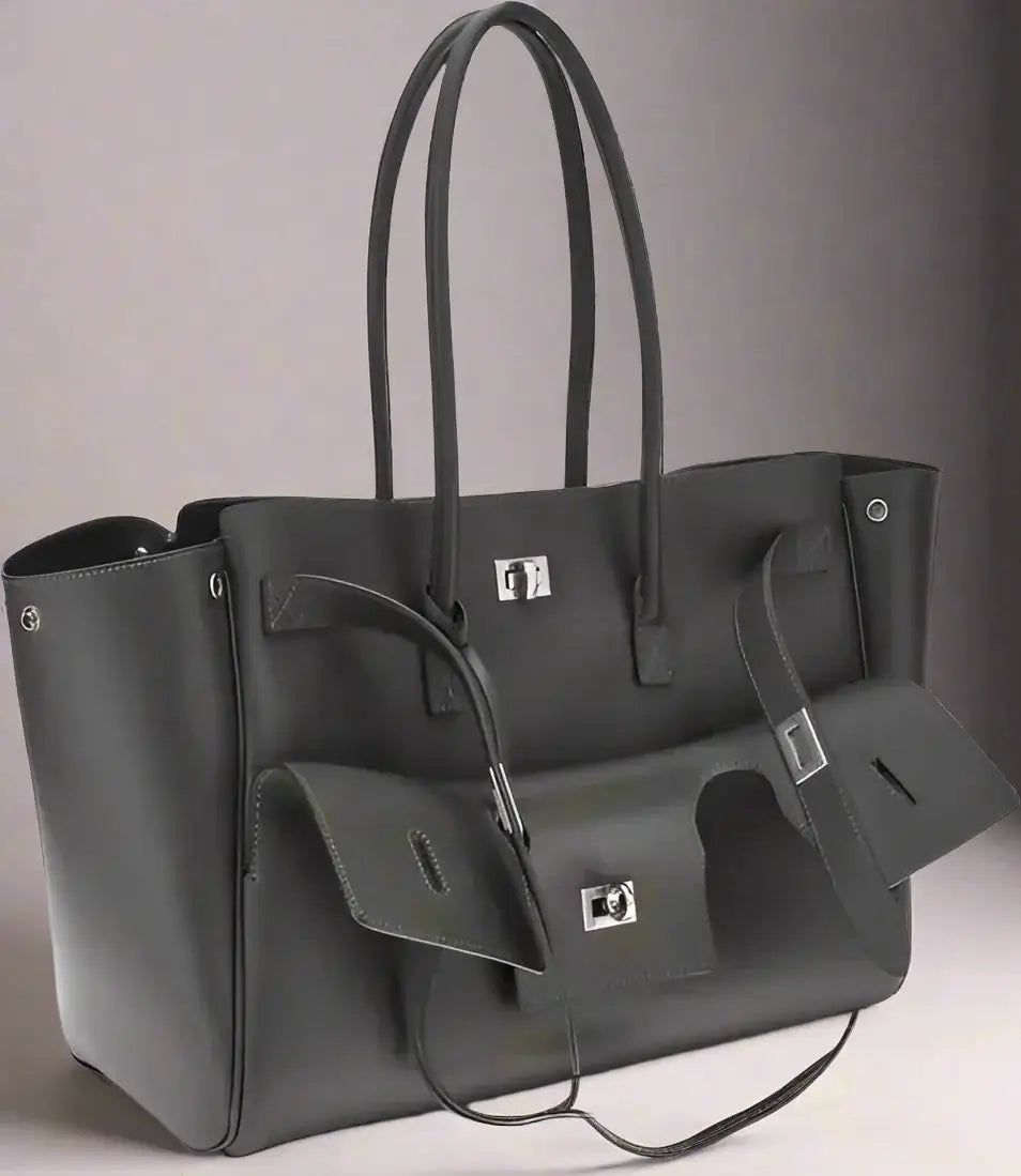 BALENCIAGA black or grey leather Bel Air medium Shoulder Bag