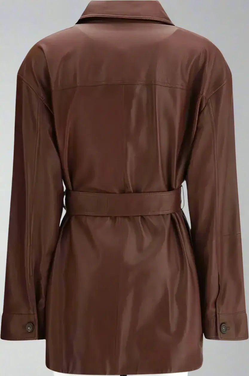 Brunello Cucinelli Henna Saharan belted, button up leather Jacket