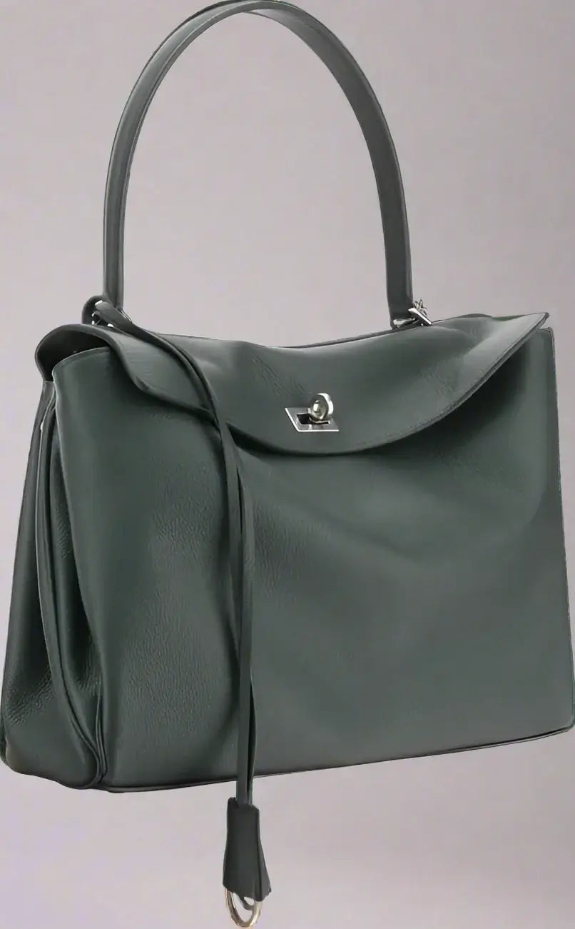 BALENCIAGA green leather Rodeo Shoulder Bag