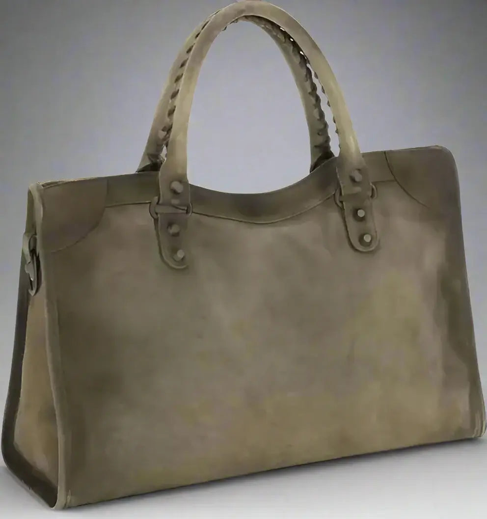 BALENCIAGA women's green Suede Le City medium Handbag