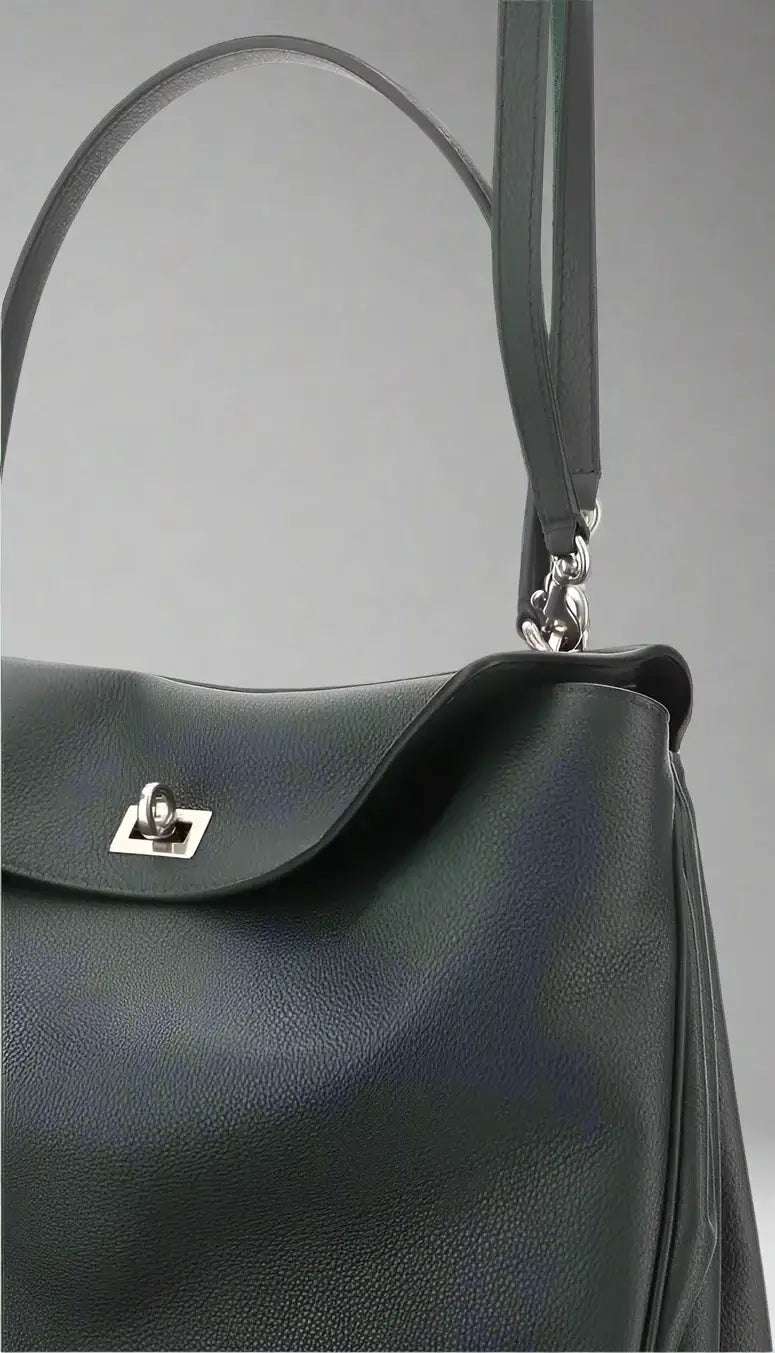 BALENCIAGA green leather Rodeo Shoulder Bag